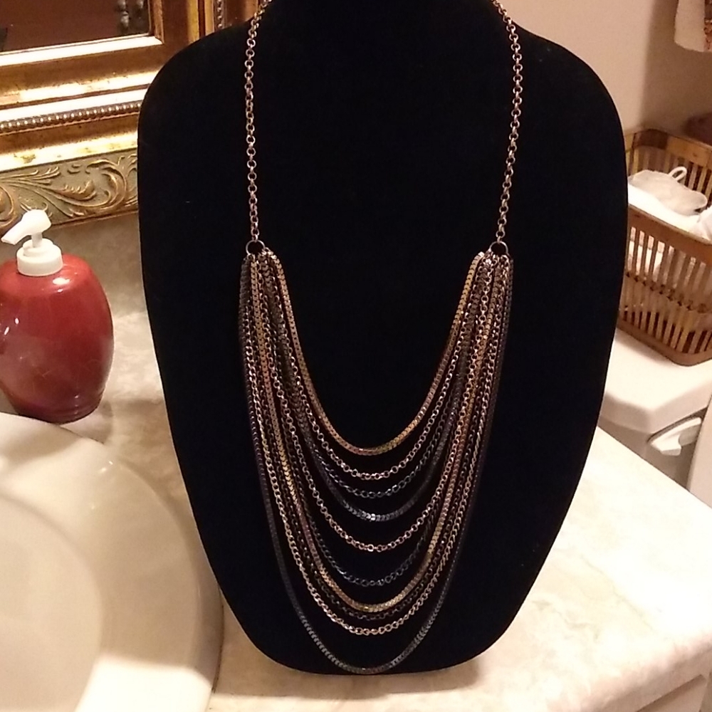 NY necklace multi tone layered